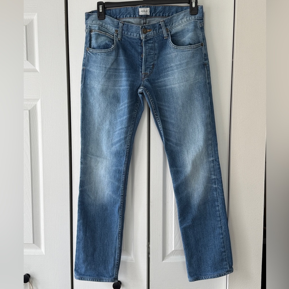 Hudson Blake SLIM Straight Mens Jeans Light Wash 31” / 29” inseam.  As New Cond!